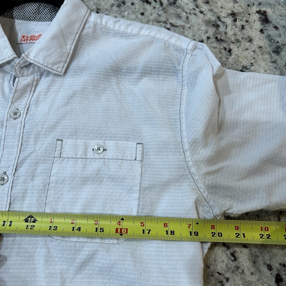 Michael Brandon White Men's Button Down Short Sleeved Shirt Med Semi Sheer - Picture 5 of 7